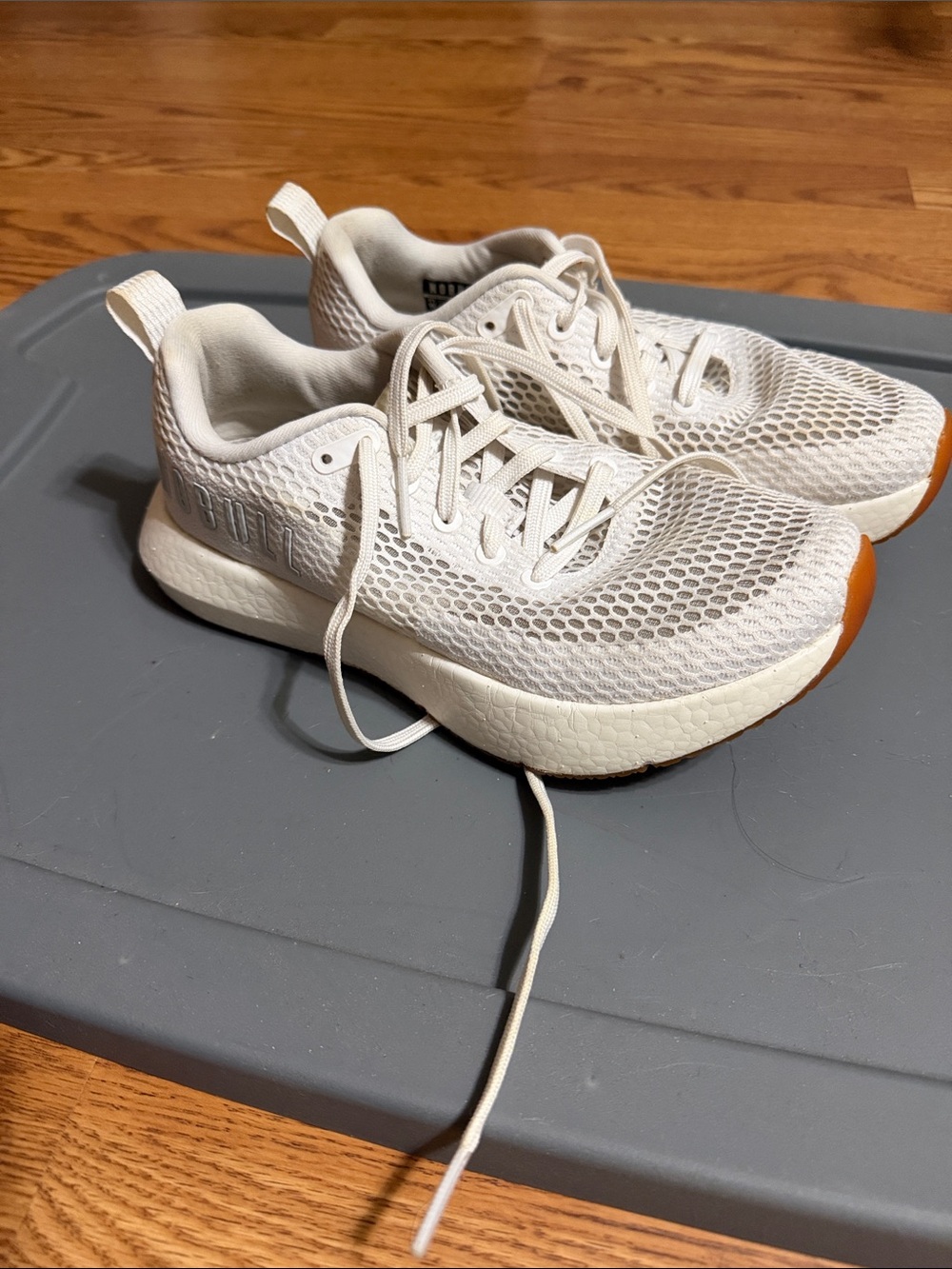 NOBULL Cream Mesh Women's Running Sneakers with Gum Toe
